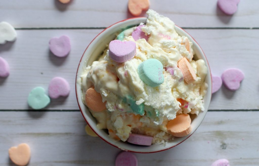 Valentine's Day no churn ice cream is so easy the kids love to help. 